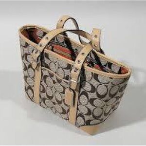 Coach Brown and Tan Satchel with Signature Pattern